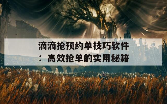 滴滴抢预约单技巧软件：高效抢单的实用秘籍