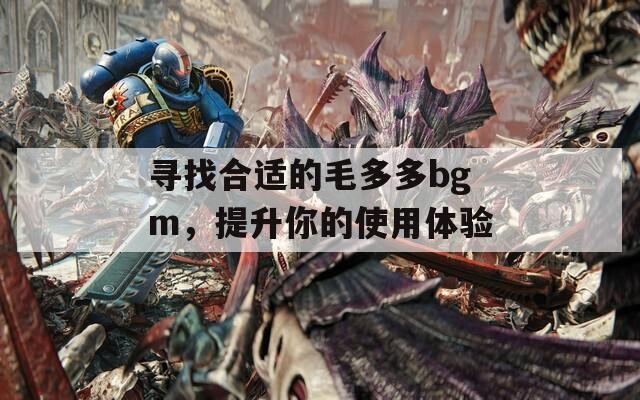 寻找合适的毛多多bgm，提升你的使用体验