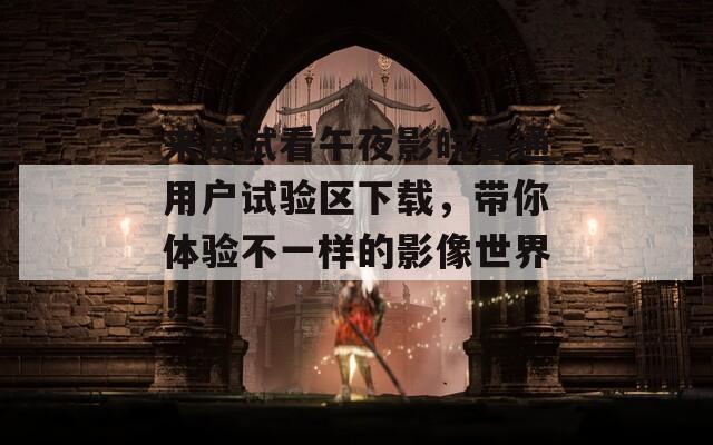 来试试看午夜影皖普通用户试验区下载，带你体验不一样的影像世界！
