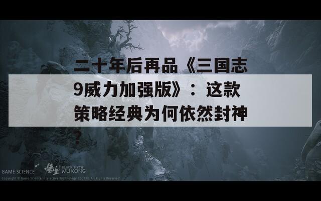 二十年后再品《三国志9威力加强版》：这款策略经典为何依然封神？