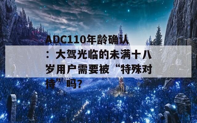 ADC110年龄确认：大驾光临的未满十八岁用户需要被“特殊对待”吗？  第1张