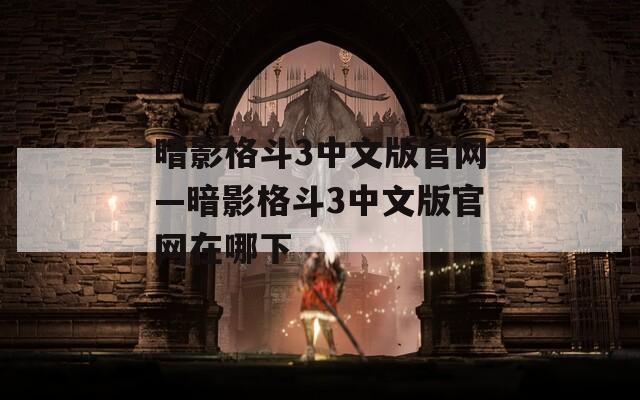 暗影格斗3中文版官网—暗影格斗3中文版官网在哪下