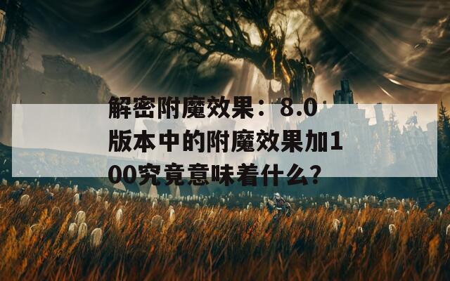 解密附魔效果：8.0版本中的附魔效果加100究竟意味着什么？