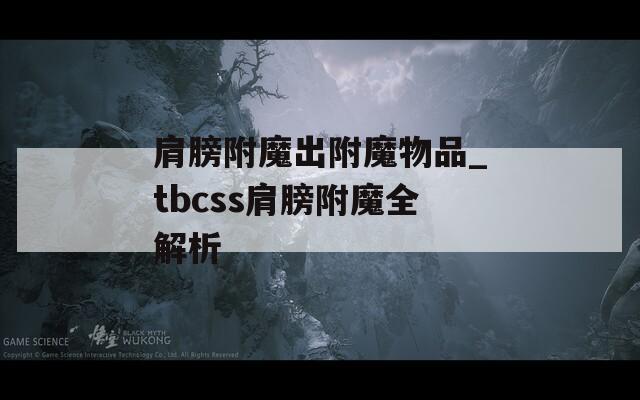 肩膀附魔出附魔物品_tbcss肩膀附魔全解析