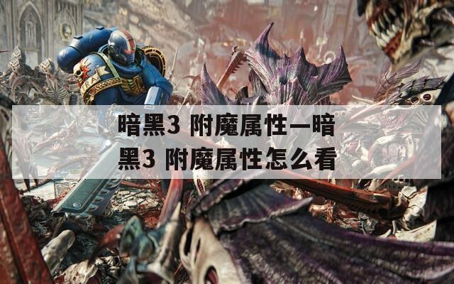 暗黑3 附魔属性—暗黑3 附魔属性怎么看
