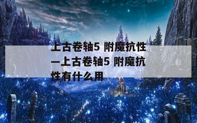 上古卷轴5 附魔抗性—上古卷轴5 附魔抗性有什么用