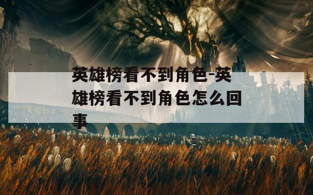 英雄榜看不到角色-英雄榜看不到角色怎么回事