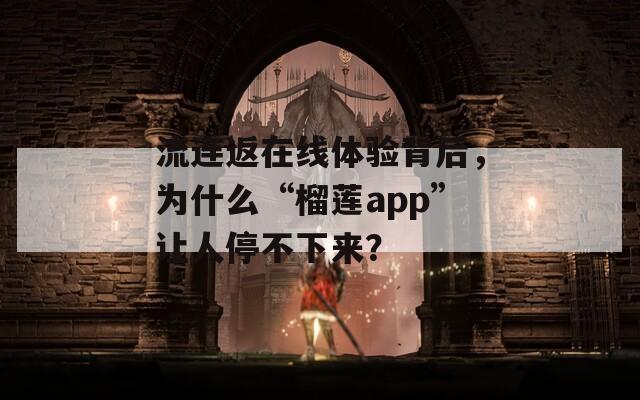 流连返在线体验背后，为什么“榴莲app”让人停不下来？