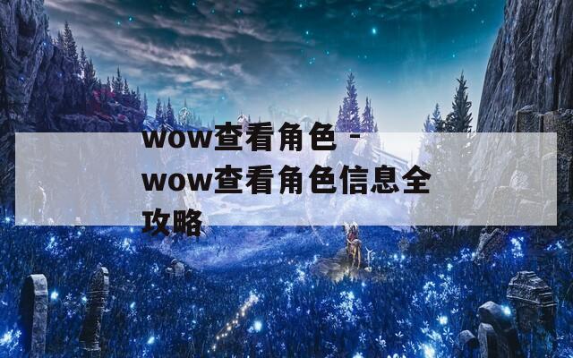 wow查看角色 - wow查看角色信息全攻略