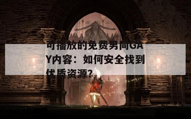 可播放的免费男同GAY内容：如何安全找到优质资源？