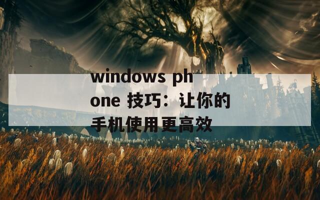 windows phone 技巧：让你的手机使用更高效  第1张