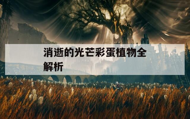 消逝的光芒彩蛋植物全解析  第1张