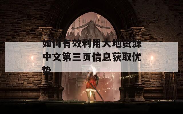 如何有效利用大地资源中文第三页信息获取优势
