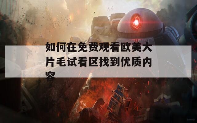 如何在免费观看欧美大片毛试看区找到优质内容