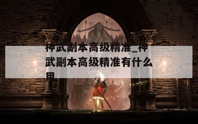 神武副本高级精准_神武副本高级精准有什么用  第1张