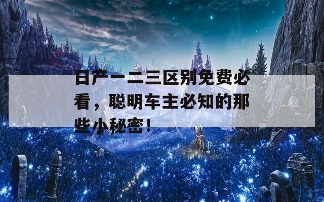日产一二三区别免费必看，聪明车主必知的那些小秘密！