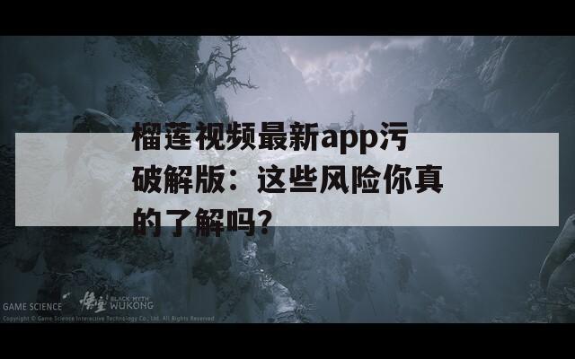 榴莲视频最新app污破解版：这些风险你真的了解吗？