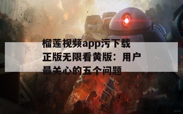 榴莲视频app污下载正版无限看黄版：用户最关心的五个问题